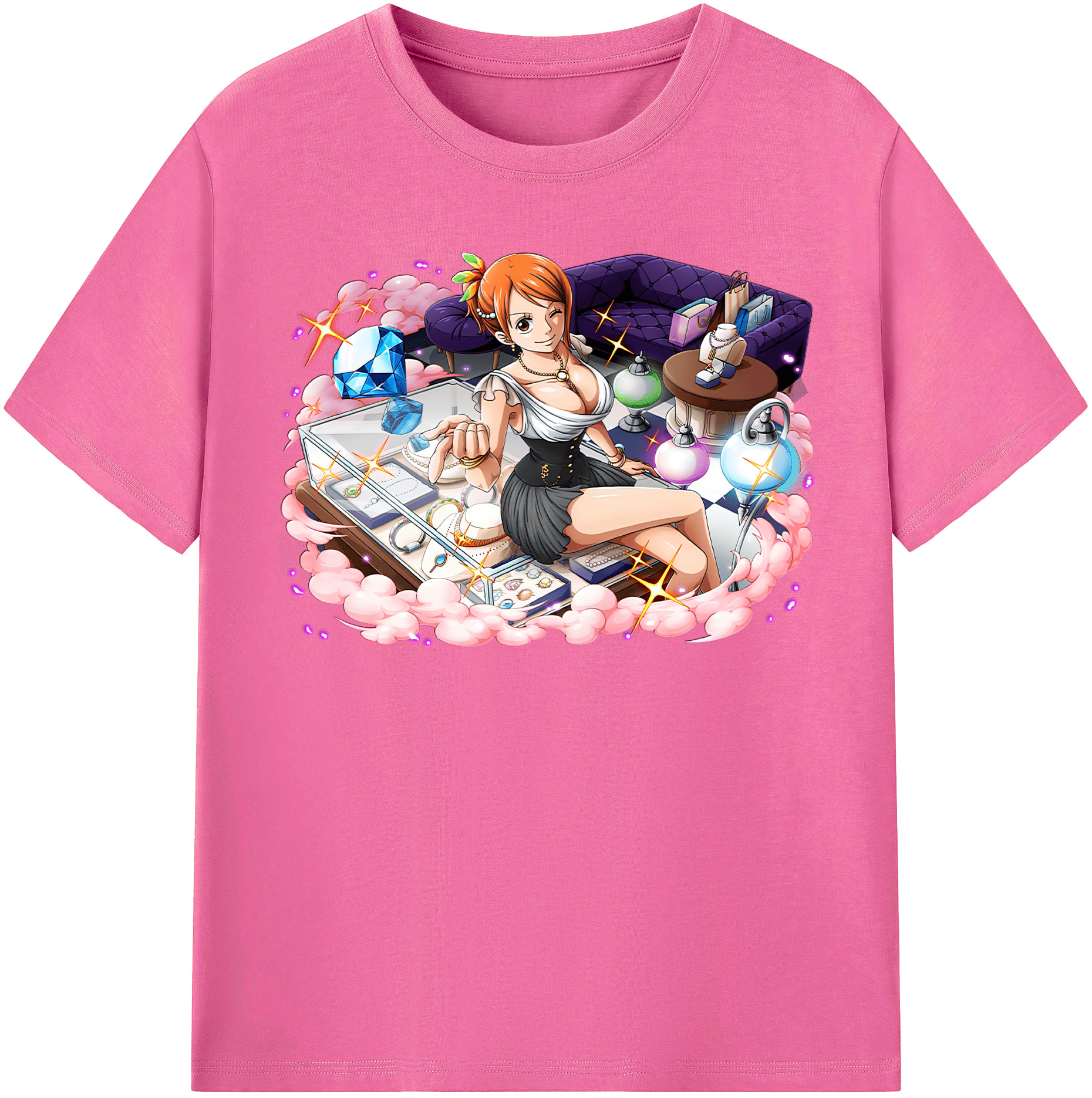 （画像用） ワンピース ナミ ONE PIECE Nami レディースカジュアルプリントTシャツ（綿100％）
